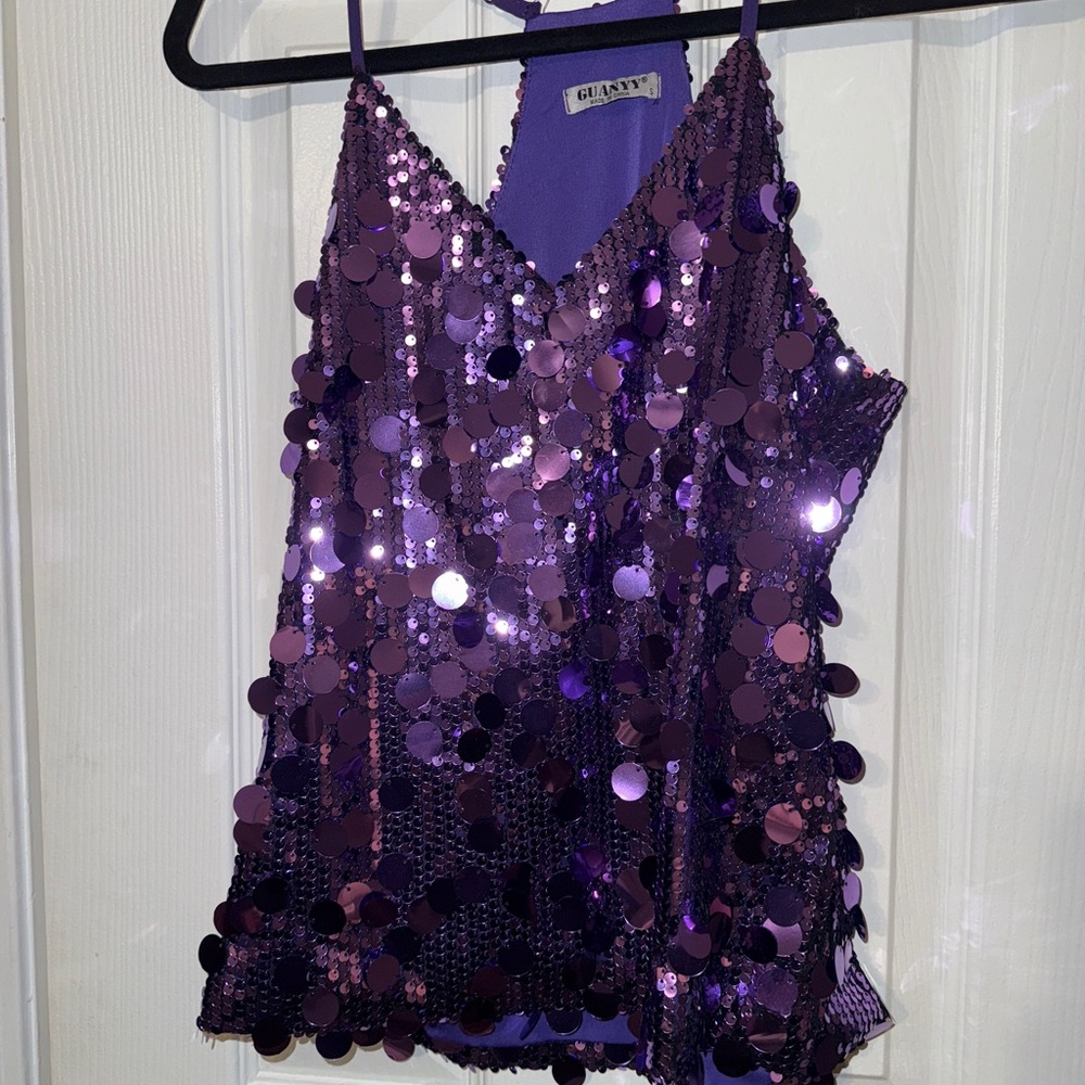 Glamorous Purple Sequin Camisole - Picture 8 of 10